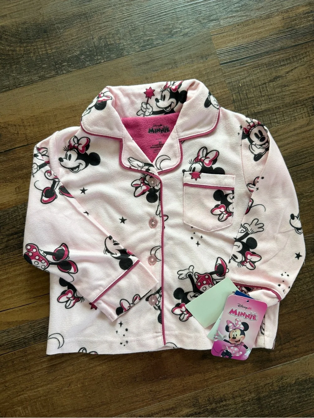 Disney Pink Minnie Mouse Pajama Set with Black & White Accents